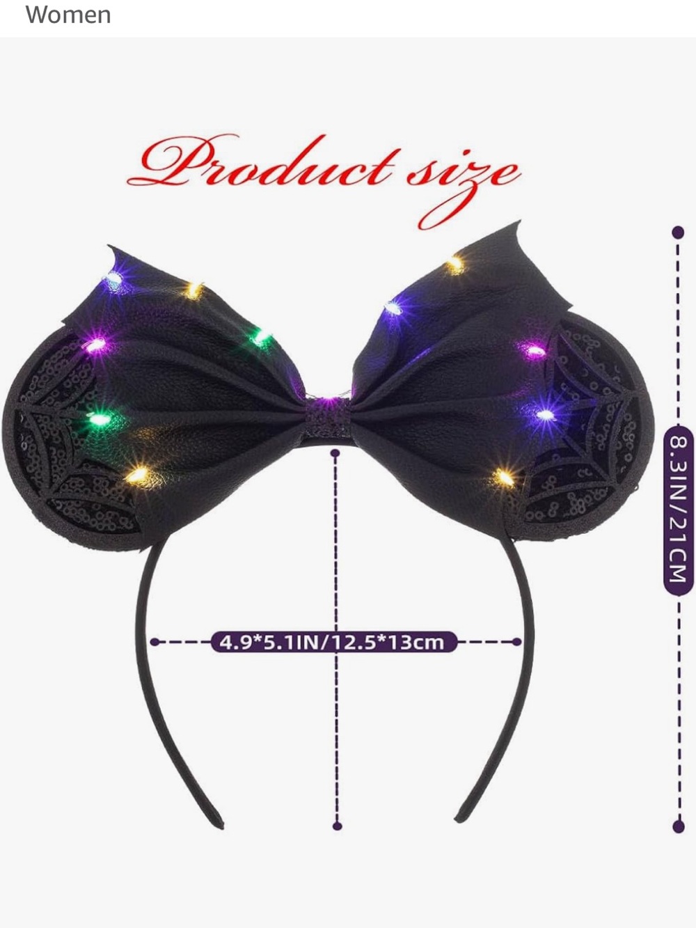 Light Up Mouse Ears Headbands Led Bat Hairbands - Picture 6 of 8